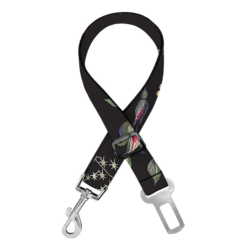 Red Rose Floral Pattern Print Dog Seat Belt