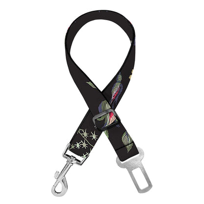 Red Rose Floral Pattern Print Dog Seat Belt