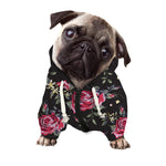 Red Rose Floral Pattern Print Dog Zip Up Hoodie