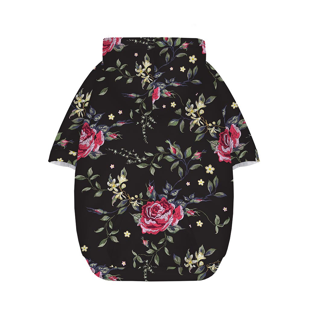 Red Rose Floral Pattern Print Dog Zip Up Hoodie