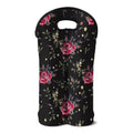 Red Rose Floral Pattern Print Double Neoprene Wine Tote