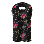 Red Rose Floral Pattern Print Double Neoprene Wine Tote
