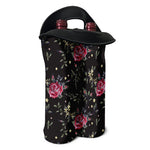Red Rose Floral Pattern Print Double Neoprene Wine Tote