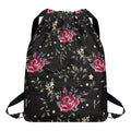 Red Rose Floral Pattern Print Drawstring Backpack