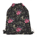 Red Rose Floral Pattern Print Drawstring Bag