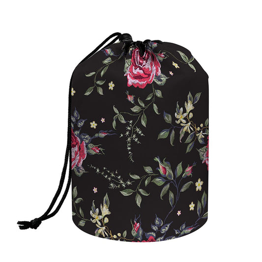 Red Rose Floral Pattern Print Drawstring Makeup Bag