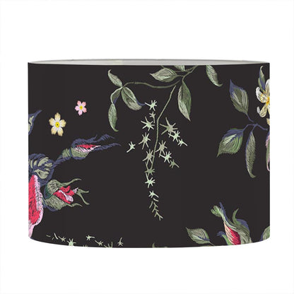 Red Rose Floral Pattern Print Drum Lamp Shade