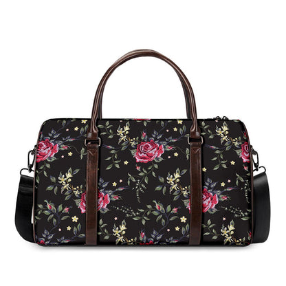 Red Rose Floral Pattern Print Duffle Bag