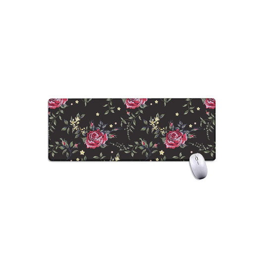 Red Rose Floral Pattern Print Extended Mouse Pad