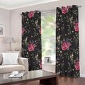 Red Rose Floral Pattern Print Extra Wide Grommet Curtains