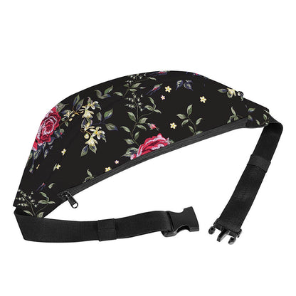 Red Rose Floral Pattern Print Fanny Pack