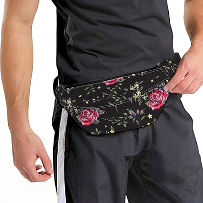 Red Rose Floral Pattern Print Fanny Pack