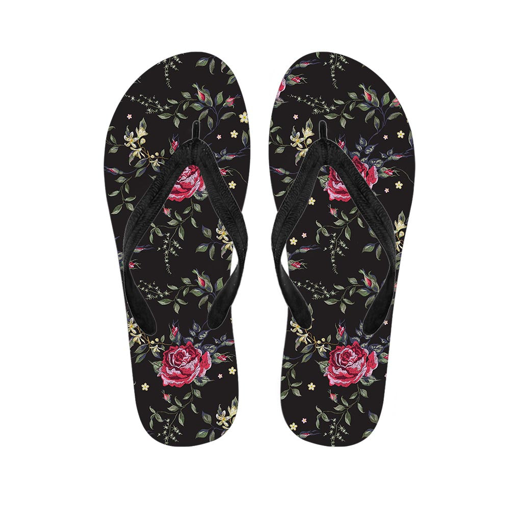 Red Rose Floral Pattern Print Flip Flops