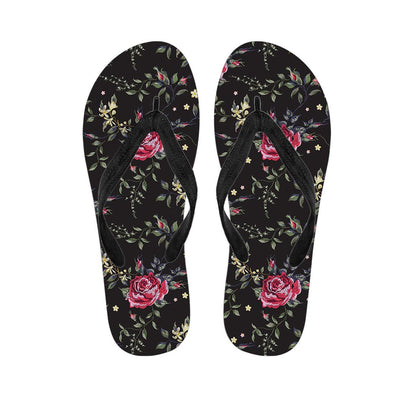 Red Rose Floral Pattern Print Flip Flops
