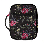 Red Rose Floral Pattern Print Front Pocket Bible Bag