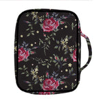 Red Rose Floral Pattern Print Front Pocket Bible Bag