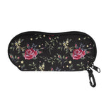 Red Rose Floral Pattern Print Glasses Case