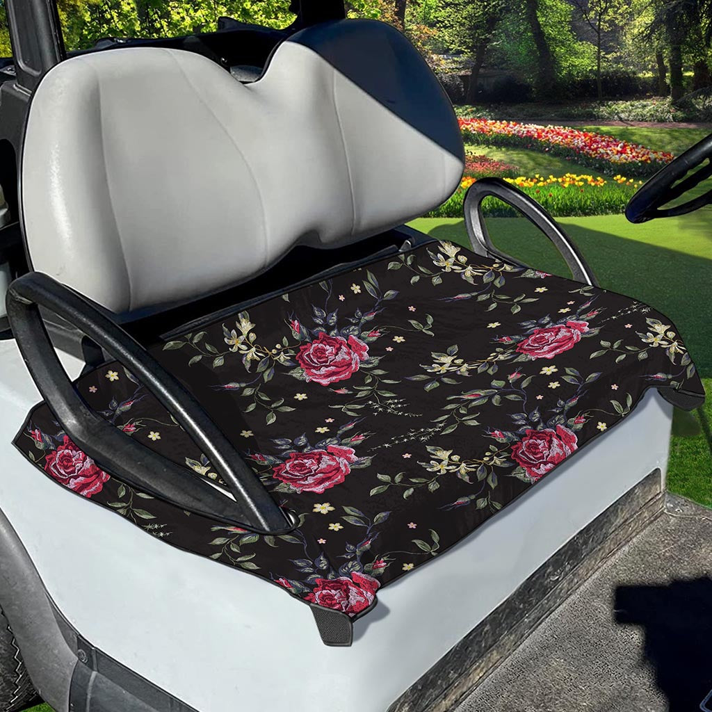 Red Rose Floral Pattern Print Golf Cart Seat Cover