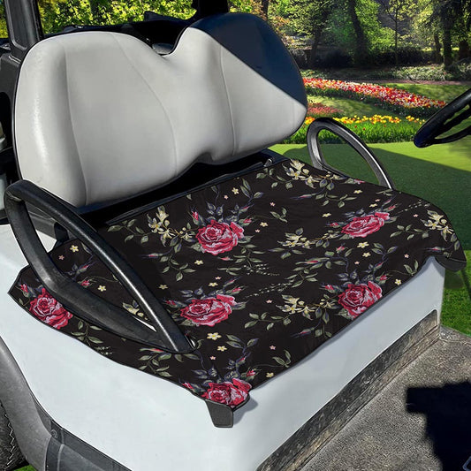 Red Rose Floral Pattern Print Golf Cart Seat Cover