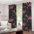 Red Rose Floral Pattern Print Grommet Curtains