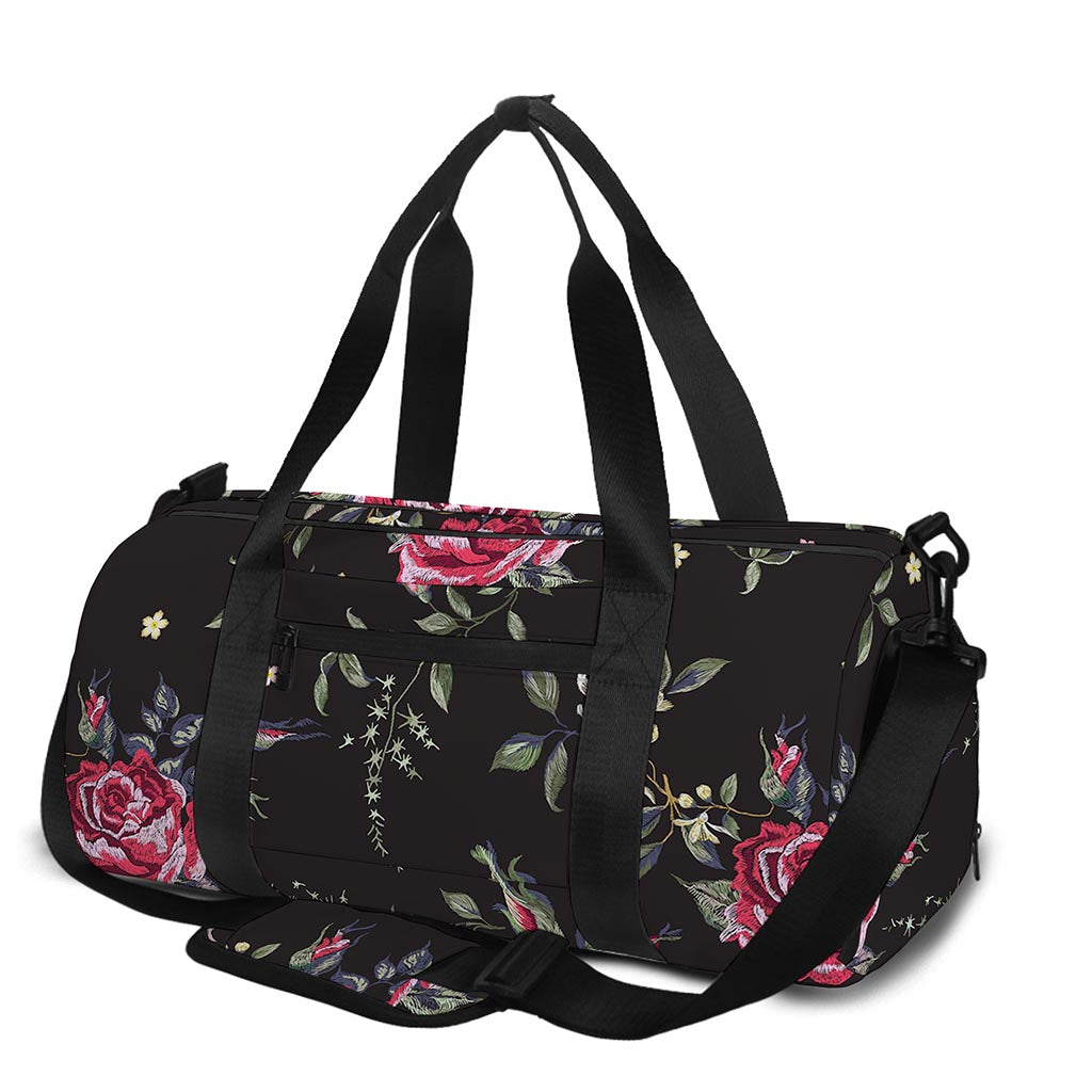 Red Rose Floral Pattern Print Gym Bag