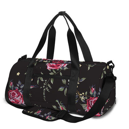 Red Rose Floral Pattern Print Gym Bag