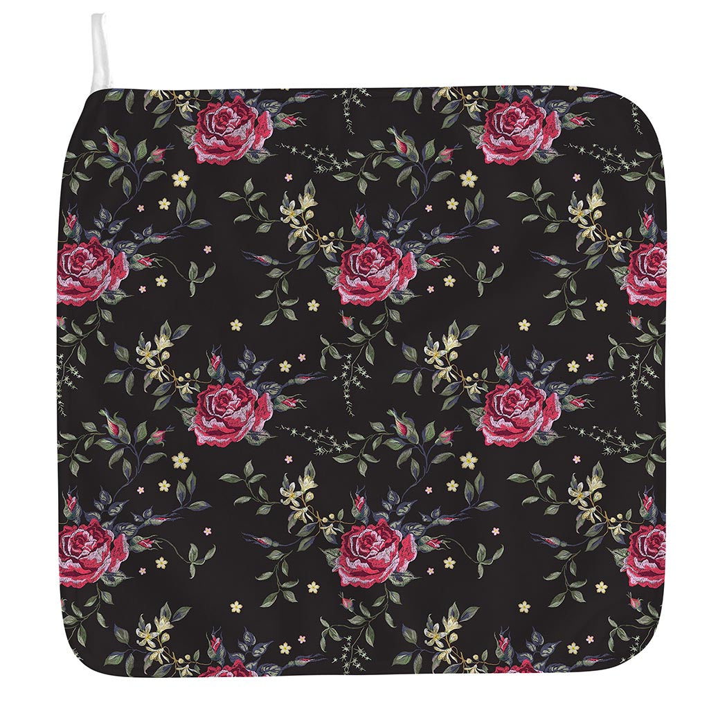 Red Rose Floral Pattern Print Hand Towel