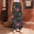 Red Rose Floral Pattern Print Harem Pants