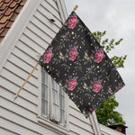 Red Rose Floral Pattern Print House Flag