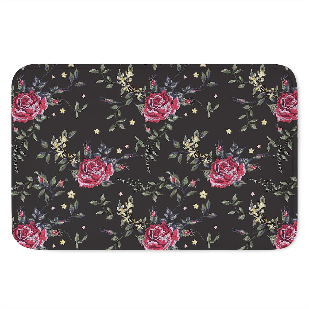 Red Rose Floral Pattern Print Indoor Door Mat