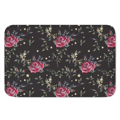 Red Rose Floral Pattern Print Indoor Door Mat