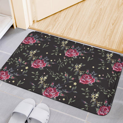 Red Rose Floral Pattern Print Indoor Door Mat