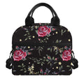 Red Rose Floral Pattern Print Insulated Lunch Bag
