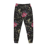 Red Rose Floral Pattern Print Jogger Pants