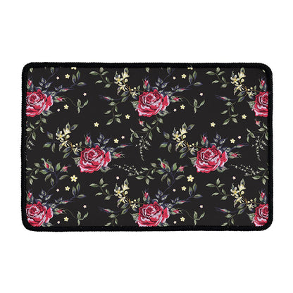 Red Rose Floral Pattern Print Kitchen Mat
