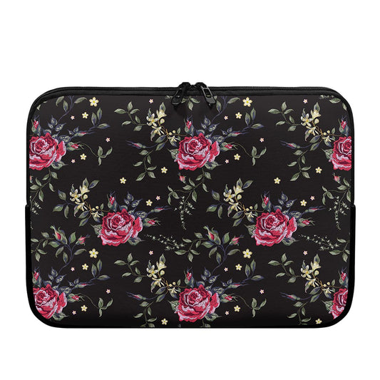 Red Rose Floral Pattern Print Laptop Sleeve