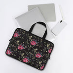 Red Rose Floral Pattern Print Laptop Sleeve With Handle