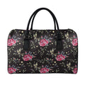 Red Rose Floral Pattern Print Leather Duffel Bag