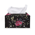 Red Rose Floral Pattern Print Leather Tissue Box Cover