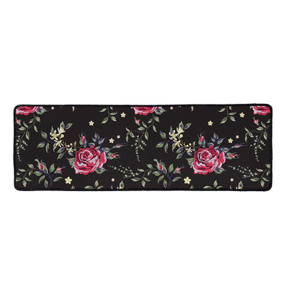 Red Rose Floral Pattern Print Long Kitchen Mat