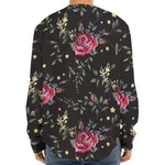 Red Rose Floral Pattern Print Long Sleeve Baseball Jersey