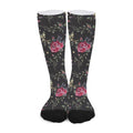 Red Rose Floral Pattern Print Long Socks