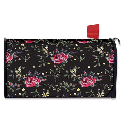 Red Rose Floral Pattern Print Mailbox Cover