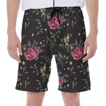 Red Rose Floral Pattern Print Men's Beach Shorts