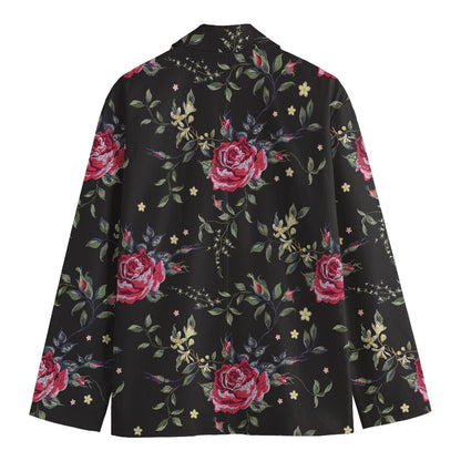 Red Rose Floral Pattern Print Men's Blazer