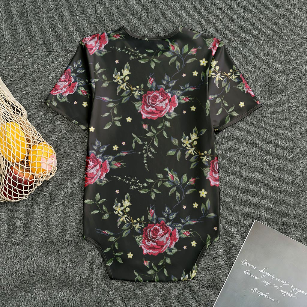Red Rose Floral Pattern Print Men's Bodysuit