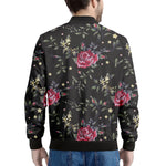 Red Rose Floral Pattern Print Men's Bomber Jacket