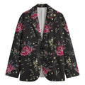 Red Rose Floral Pattern Print Men's Cotton Blazer