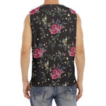 Red Rose Floral Pattern Print Men's Fitness Tank Top