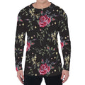 Red Rose Floral Pattern Print Men's Long Sleeve T-Shirt